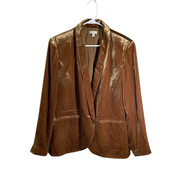 Garnet Hill Jackets & Blazers - Garnet Hill Luxurious Tan Velvet Blazer Jacket Lined